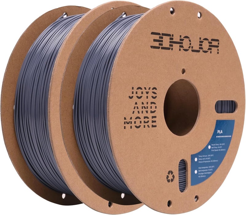 3DHoJor PLA Filament 1.75mm,3D Printing Filament,1kg*2 Cardboard Spool, Fit Most FDM 3D Printer,Dimensional Accuracy +/- 0.03 mm,Vacuum Packaging-2Pack Grey - Image 1